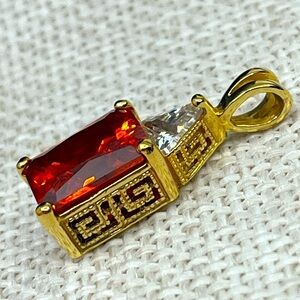 Vintage SETA Pendant with Fiery Red Center Stone – 5g Statement Piece